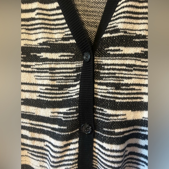 Anthropologie Staring at Stars Black & White Cardigan V Neck Large Fall Cozy - Picture 9 of 13